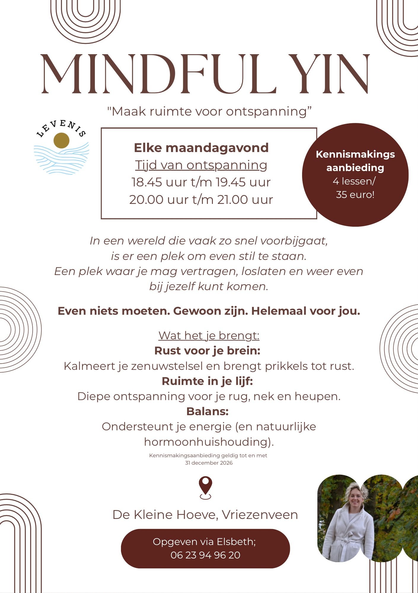 Flyer Mindful Yin met uitleg en kennismakingsaanbieding